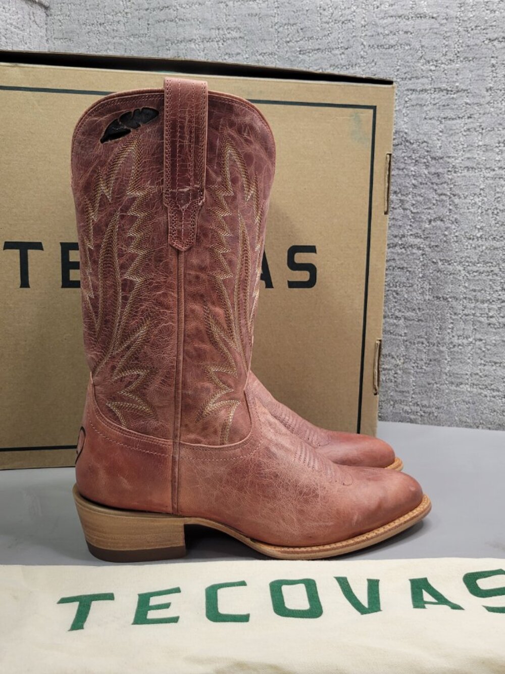 Tecovas the Jamie Women's Size US 8.5B Pink Frost Leather Cowgirl Boots - Picture 4 of 13